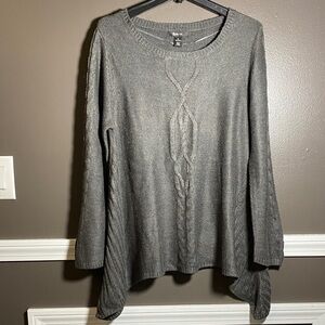 Style&Co Charcoal Gray Asymmetrical Hem Knit Sweater w/ Cable Knit Detail